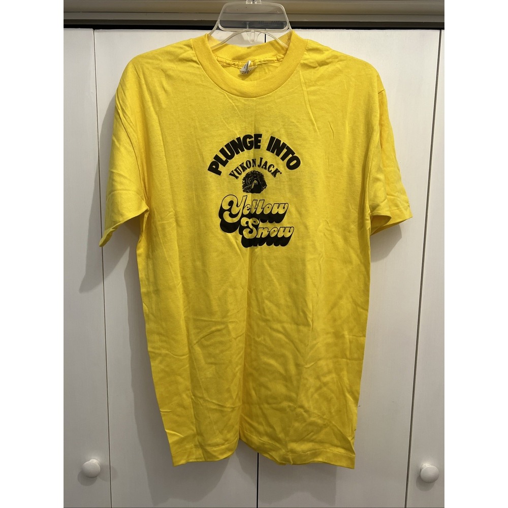 VTG 80s Yukon Jack Whiskey Yellow Snow/Frostbite T-Shirt Sz XL, Made in USA, NEW